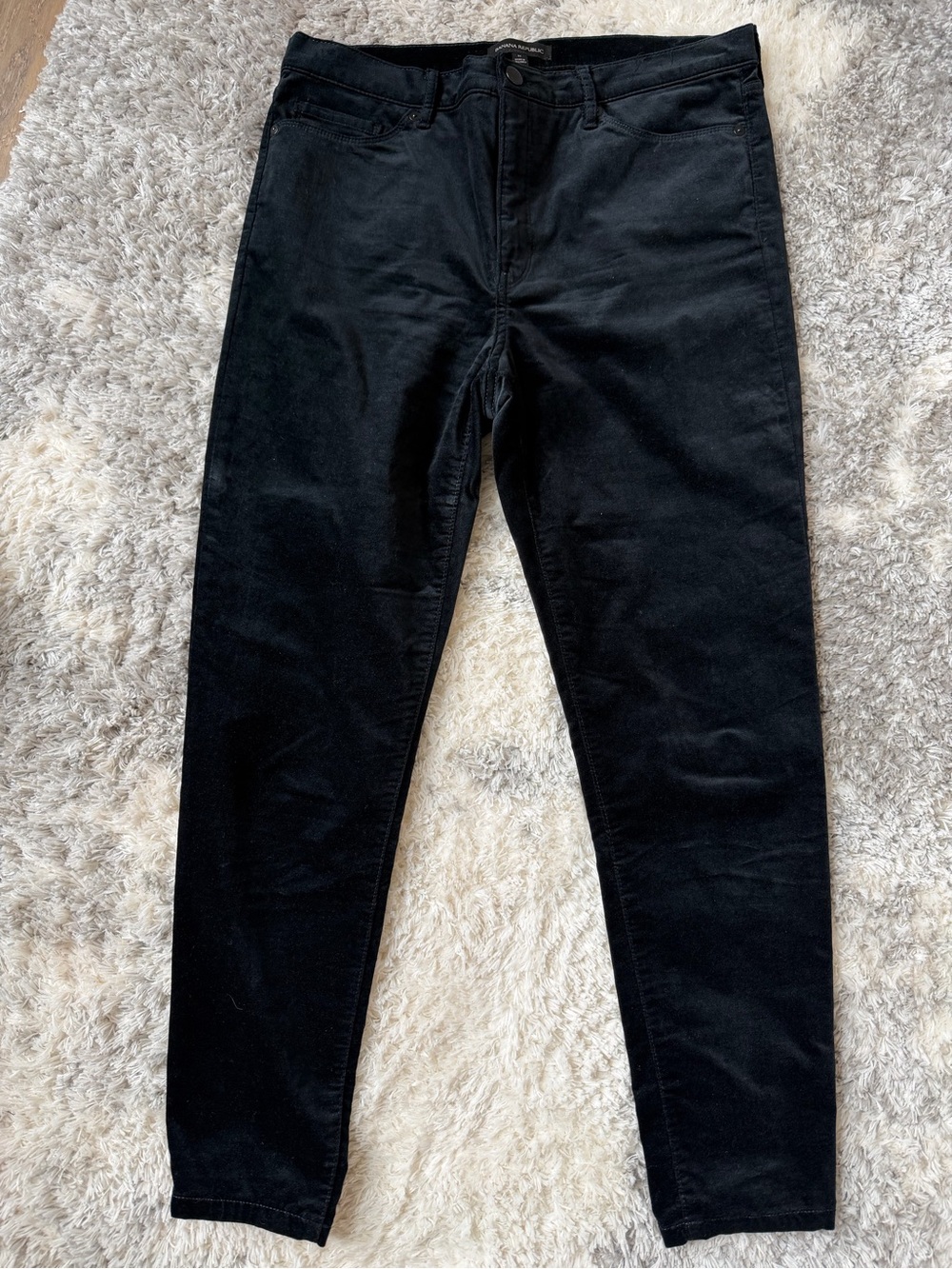 Banana Republic Black Slim Straight “Velvet-Like” Pants